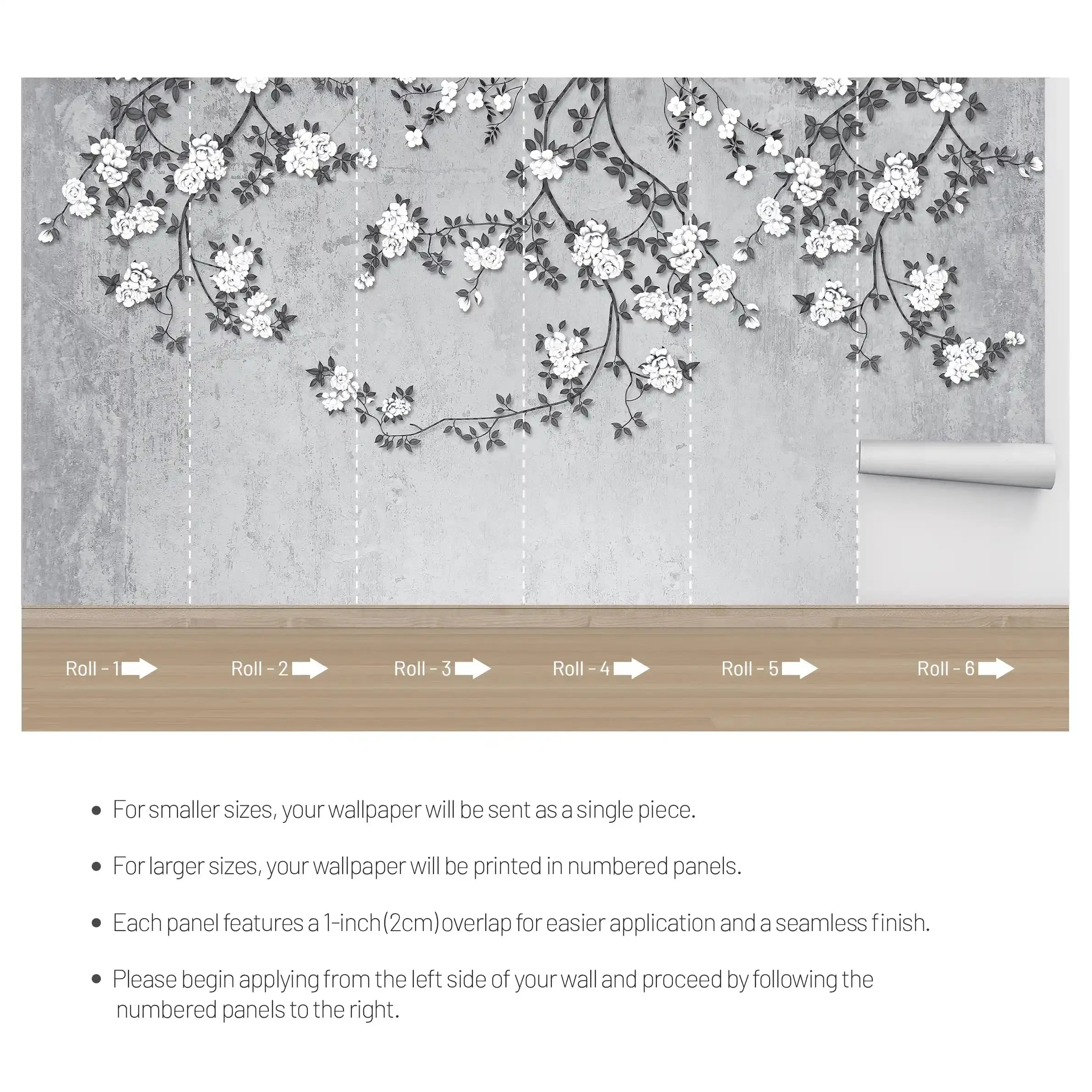 3028-E / Chinese Style Floral Peel and Stick Wallpaper: Easy Install, Adhesive Mural for Walls - Artevella
