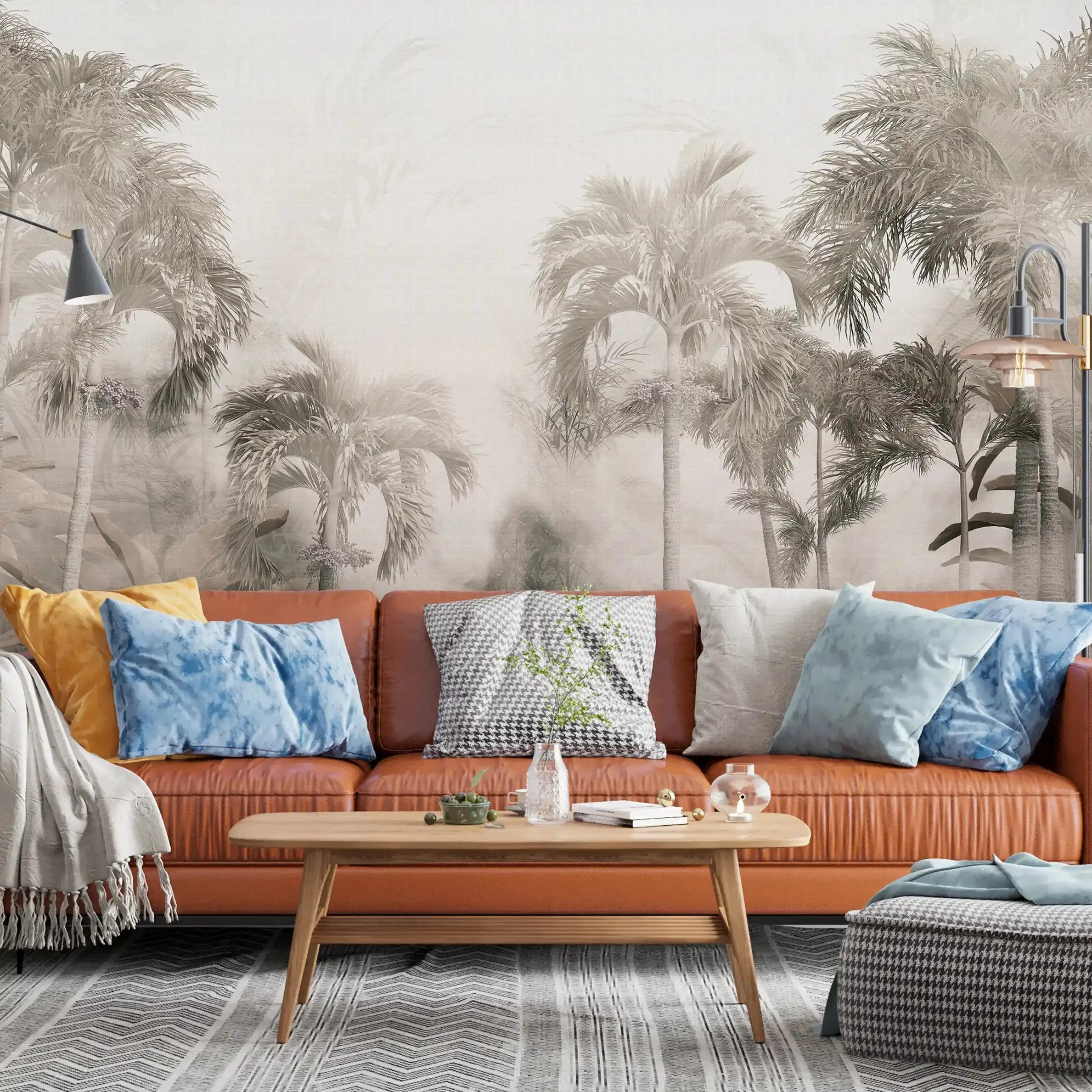3029-B / Temporary Wallpaper: Tropical Jungle in Foggy Watercolor, Peel and Stick for Renters and DIY Deco - Artevella