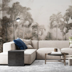 3029-B / Temporary Wallpaper: Tropical Jungle in Foggy Watercolor, Peel and Stick for Renters and DIY Deco - Artevella