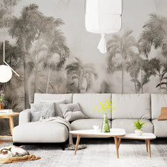 3029-B / Temporary Wallpaper: Tropical Jungle in Foggy Watercolor, Peel and Stick for Renters and DIY Deco - Artevella