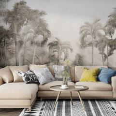 3029-B / Temporary Wallpaper: Tropical Jungle in Foggy Watercolor, Peel and Stick for Renters and DIY Deco - Artevella