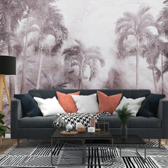 3029-C / Temporary Wallpaper: Tropical Jungle in Foggy Watercolor, Peel and Stick for Renters and DIY Deco - Artevella