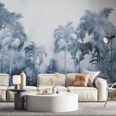 3029-D / Temporary Wallpaper: Tropical Jungle in Foggy Watercolor, Peel and Stick for Renters and DIY Deco - Artevella