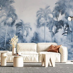 3029-D / Temporary Wallpaper: Tropical Jungle in Foggy Watercolor, Peel and Stick for Renters and DIY Deco - Artevella