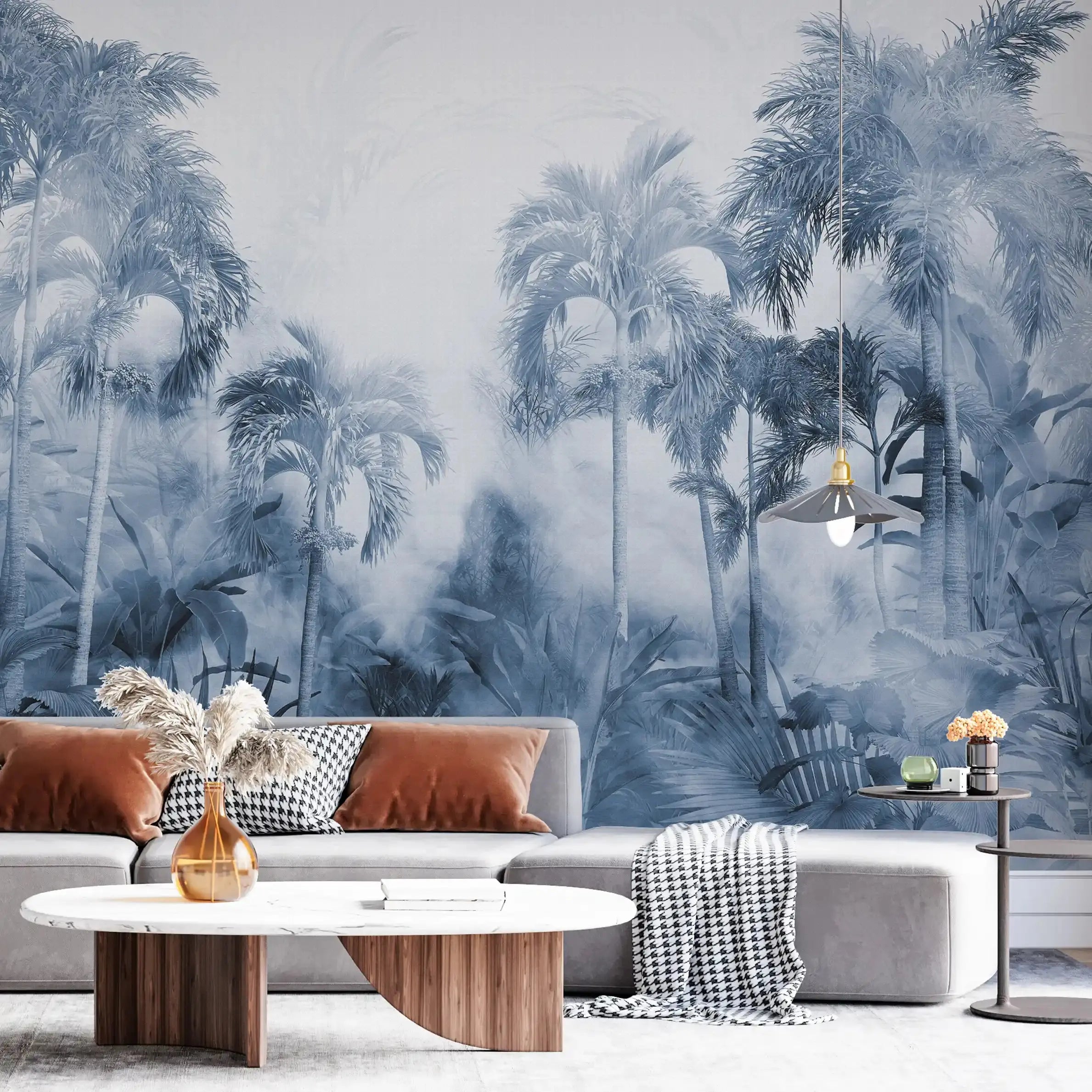 3029-D / Temporary Wallpaper: Tropical Jungle in Foggy Watercolor, Peel and Stick for Renters and DIY Deco - Artevella
