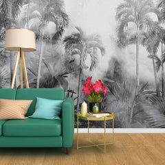 3029-E / Temporary Wallpaper: Tropical Jungle in Foggy Watercolor, Peel and Stick for Renters and DIY Deco - Artevella
