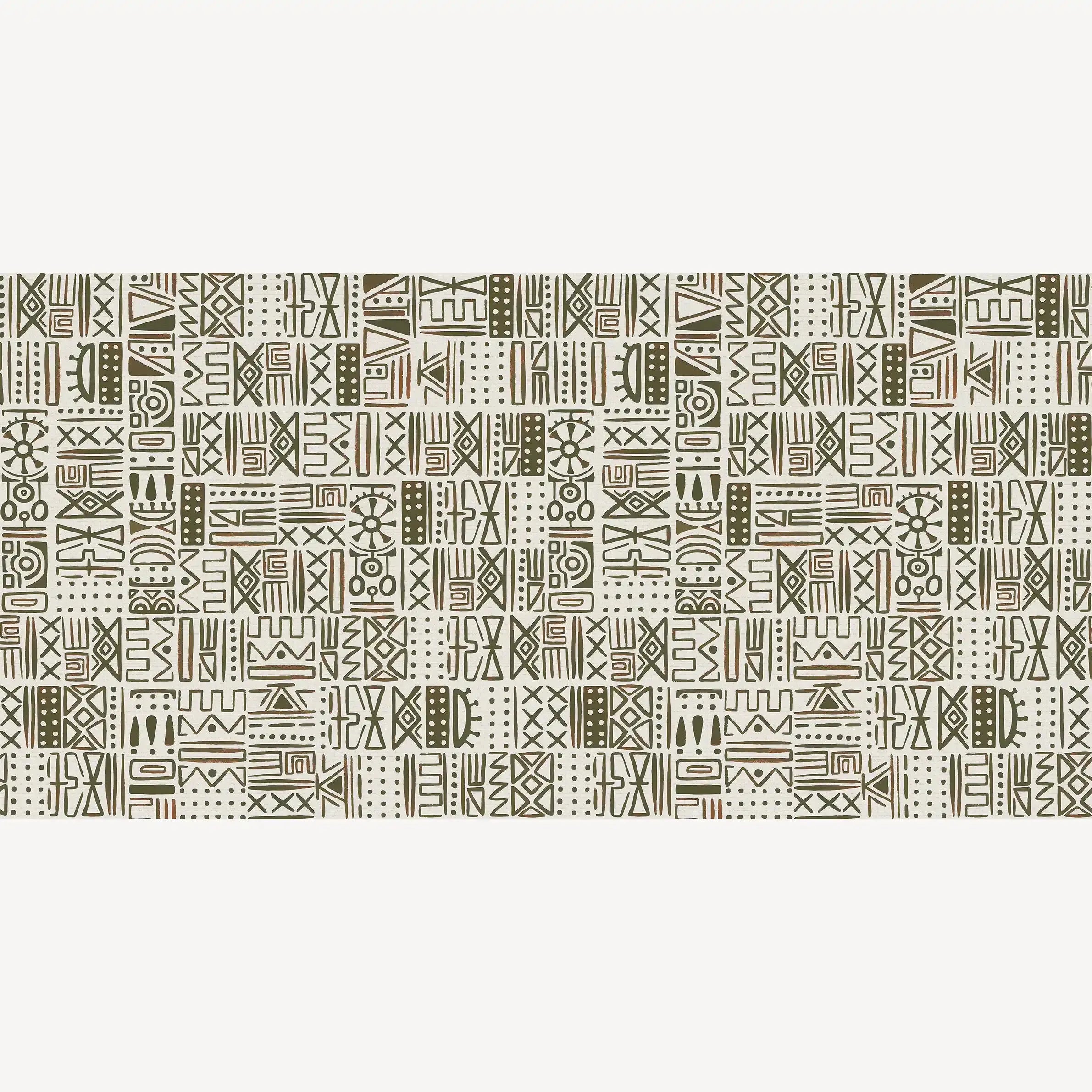 3030-C / African Inspired Peel and Stick Wallpaper, Geometric Khaki and Beige Patterns Wall Mural - Artevella