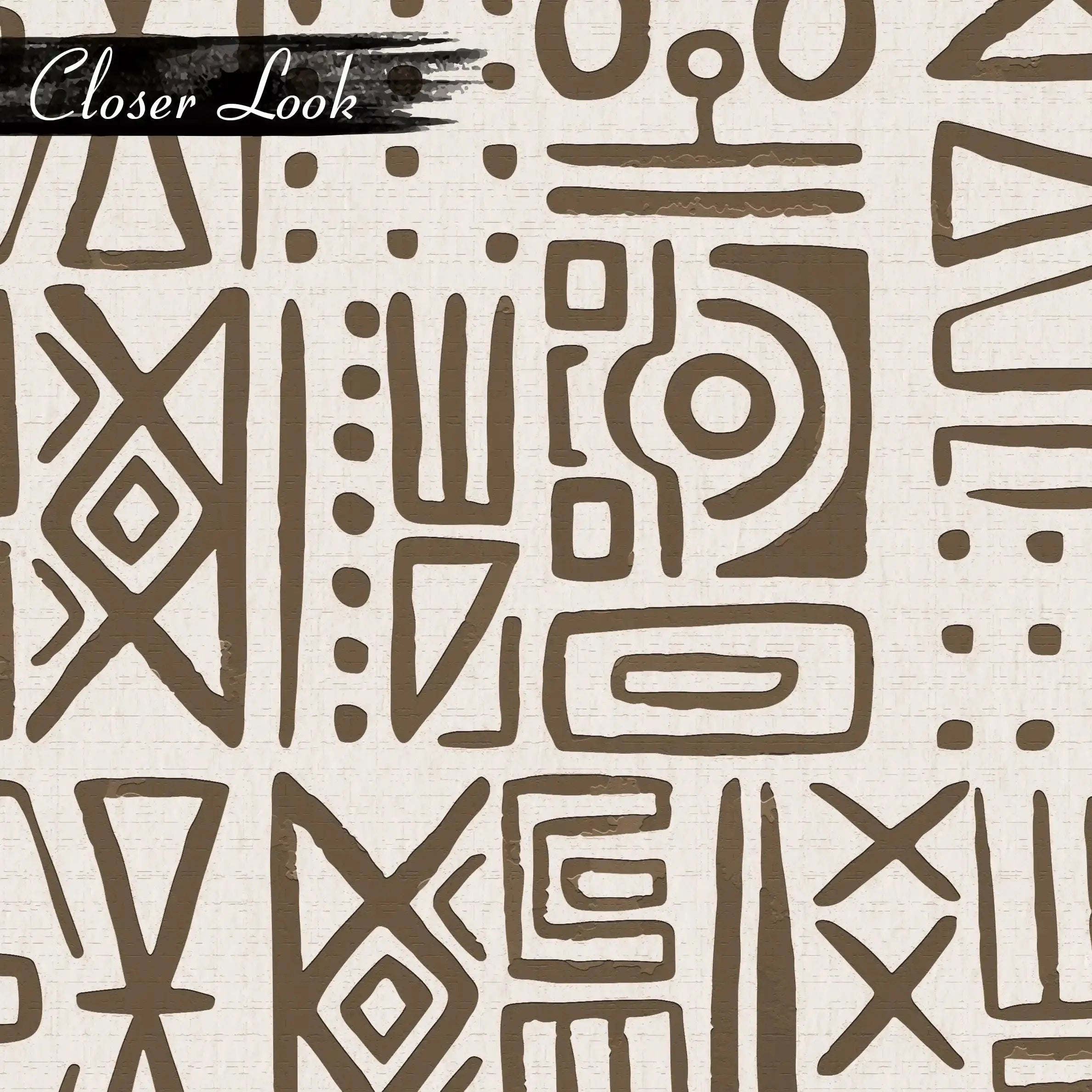 3030-D / African Inspired Peel and Stick Wallpaper, Geometric Brown and Beige Patterns Wall Mural - Artevella