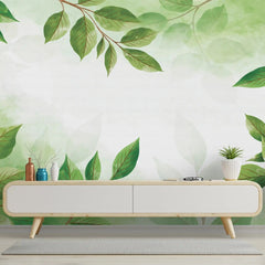 3031-A / Botanical Wallpaper, Peel Stick Decor, Watercolor Wall, Bedroom Decor, Bathroom Decor, Leaf Wallpaper, DIY Wall Mural, Boho Wall Paper, Kitchen Decor, Green Wreath Design, Modern Wallpaper, Temporary Decor, Renters Wallpaper - Artevella