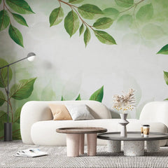 3031-A / Botanical Wallpaper, Peel Stick Decor, Watercolor Wall, Bedroom Decor, Bathroom Decor, Leaf Wallpaper, DIY Wall Mural, Boho Wall Paper, Kitchen Decor, Green Wreath Design, Modern Wallpaper, Temporary Decor, Renters Wallpaper - Artevella