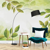 3031-B / Botanical Wallpaper, Peel Stick Decor, Watercolor Wall, Bedroom Decor, Bathroom Decor, Leaf Wallpaper, DIY Wall Mural, Boho Wall Paper, Kitchen Decor, Green Wreath Design, Modern Wallpaper, Temporary Decor, Renters Wallpaper - Artevella