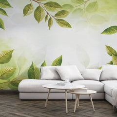 3031-B / Botanical Wallpaper, Peel Stick Decor, Watercolor Wall, Bedroom Decor, Bathroom Decor, Leaf Wallpaper, DIY Wall Mural, Boho Wall Paper, Kitchen Decor, Green Wreath Design, Modern Wallpaper, Temporary Decor, Renters Wallpaper - Artevella