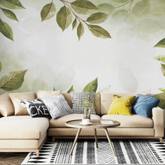 3031-C / Botanical Wallpaper, Peel Stick Decor, Watercolor Wall, Bedroom Decor, Bathroom Decor, Leaf Wallpaper, DIY Wall Mural, Boho Wall Paper, Kitchen Decor, Green Wreath Design, Modern Wallpaper, Temporary Decor, Renters Wallpaper - Artevella