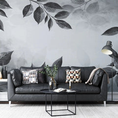 3031-E / Botanical Wallpaper, Peel Stick Decor, Watercolor Wall, Bedroom Decor, Bathroom Decor, Leaf Wallpaper, DIY Wall Mural, Boho Wall Paper, Kitchen Decor, Grey Wreath Design, Modern Wallpaper, Temporary Decor, Renters Wallpaper - Artevella