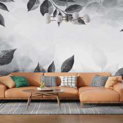 3031-E / Botanical Wallpaper, Peel Stick Decor, Watercolor Wall, Bedroom Decor, Bathroom Decor, Leaf Wallpaper, DIY Wall Mural, Boho Wall Paper, Kitchen Decor, Grey Wreath Design, Modern Wallpaper, Temporary Decor, Renters Wallpaper - Artevella