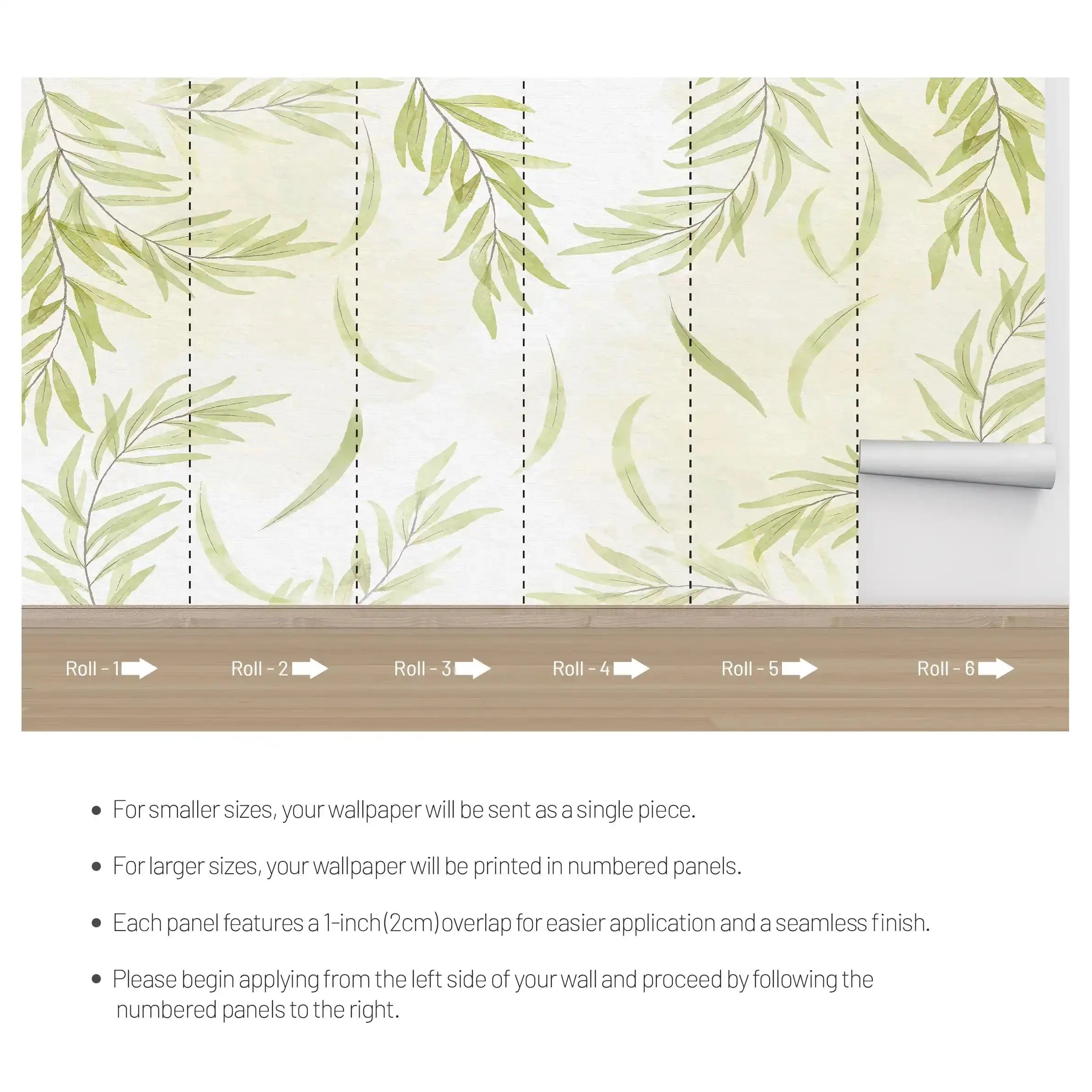 3032-A / Leaf Floral  Peel and Stick Wallpaper: Modern Boho Decor with Watercolor Branches Design, Ideal for Temporary or Renters Wallpaper - Artevella