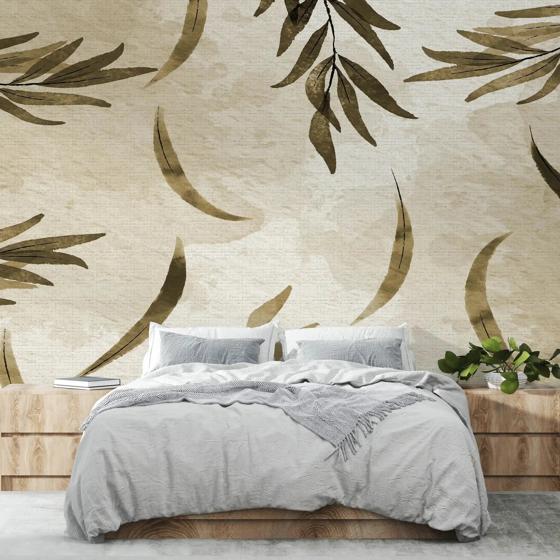 3032-F / Floral Peel and Stick Wallpaper: Modern Boho Decor with Watercolor Branches Design, Ideal for Temporary or Renters Wallpaper - Artevella