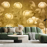 3035-A / Floral Wall Decor: Peelable, Stickable Wallpaper with Tulips Design on Gold Background, Ideal for Room Decor - Artevella