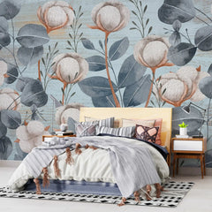 3035-F / Floral Wall Decor: Peelable, Stickable Wallpaper with Tulips Design on Gold Background, Ideal for Room Decor - Artevella