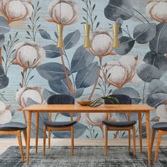 3035-F / Floral Wall Decor: Peelable, Stickable Wallpaper with Tulips Design on Gold Background, Ideal for Room Decor - Artevella
