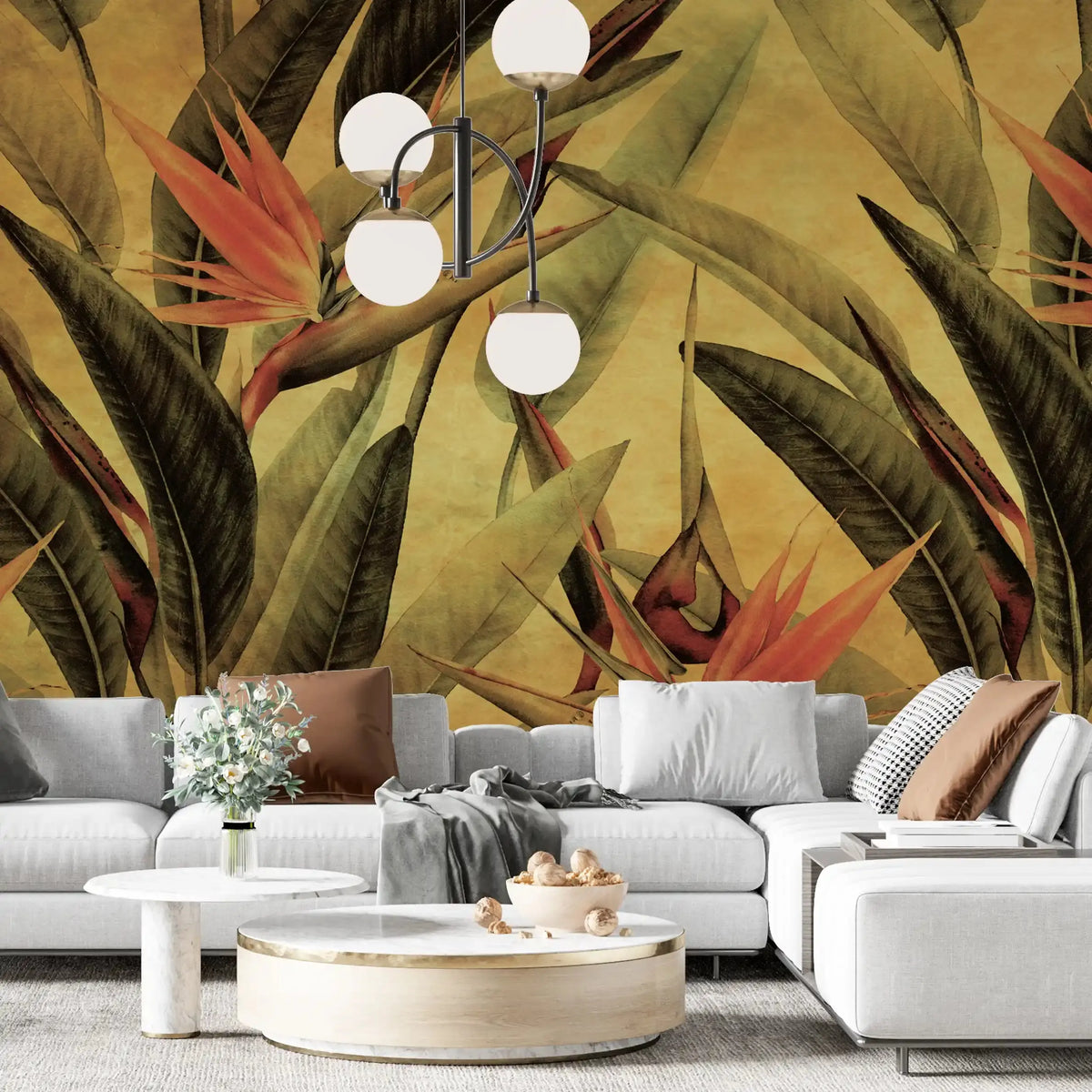 3039-B / Tropical Bird of Paradise Peel and Stick Wallpaper – Vibrant Botanical Design Wall Decor - Artevella