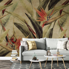 3039-C / Tropical Bird of Paradise Peel and Stick Wallpaper – Vibrant Botanical Design Wall Decor - Artevella