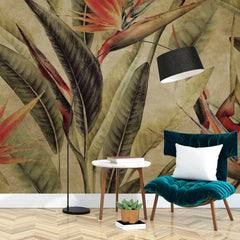 3039-C / Tropical Bird of Paradise Peel and Stick Wallpaper – Vibrant Botanical Design Wall Decor - Artevella