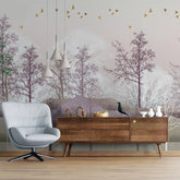 3040-A / Nature-Inspired Peel and Stick Wallpaper: Winter Landscape with Trees and Birds, Perfect for Bathroom and Bedroom - Artevella