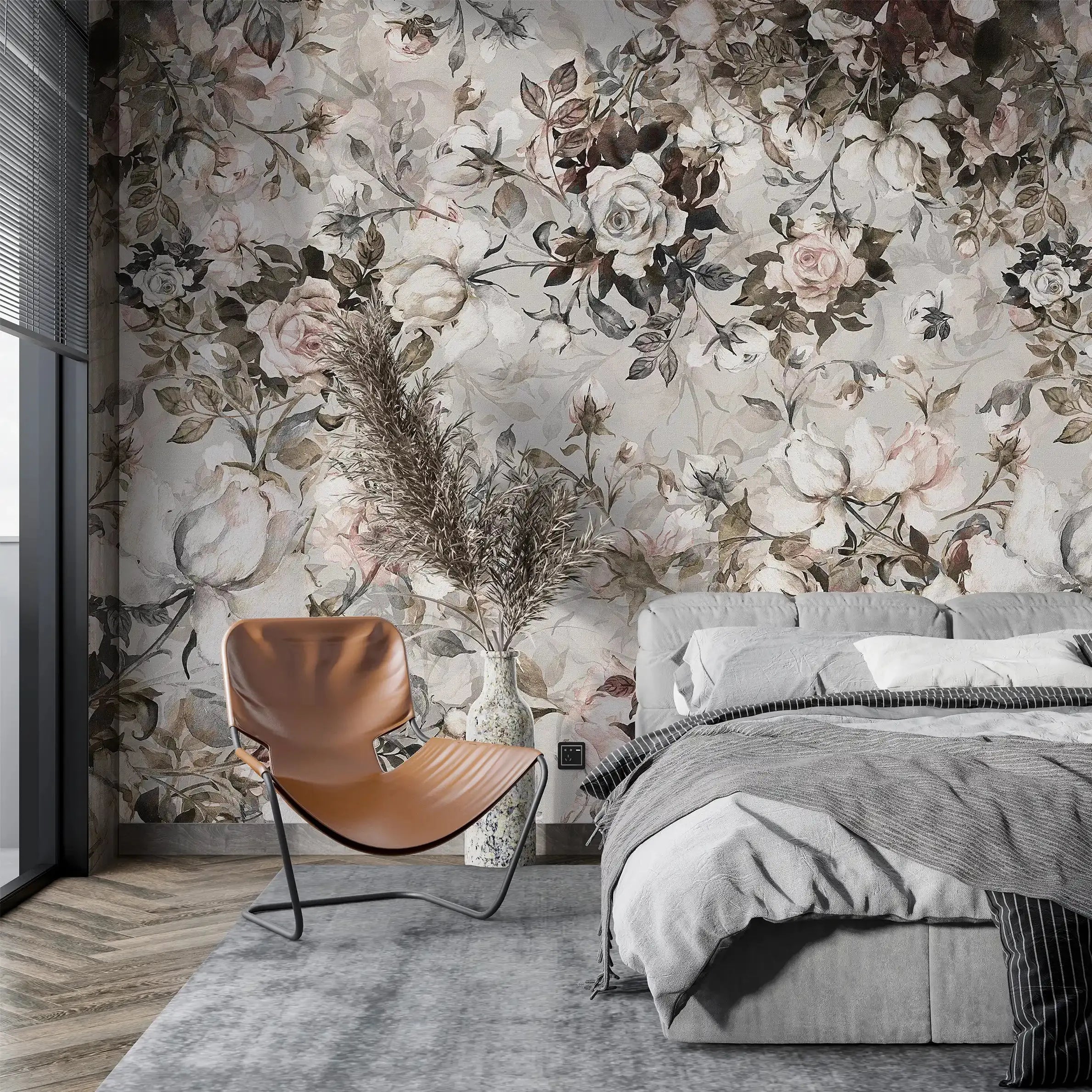 3043-C / Pink Floral Self-Adhesive Wallpaper: Easy Peel and Stick Wall Mural, Modern Room Decor, Bathroom, and Kitchen - Artevella
