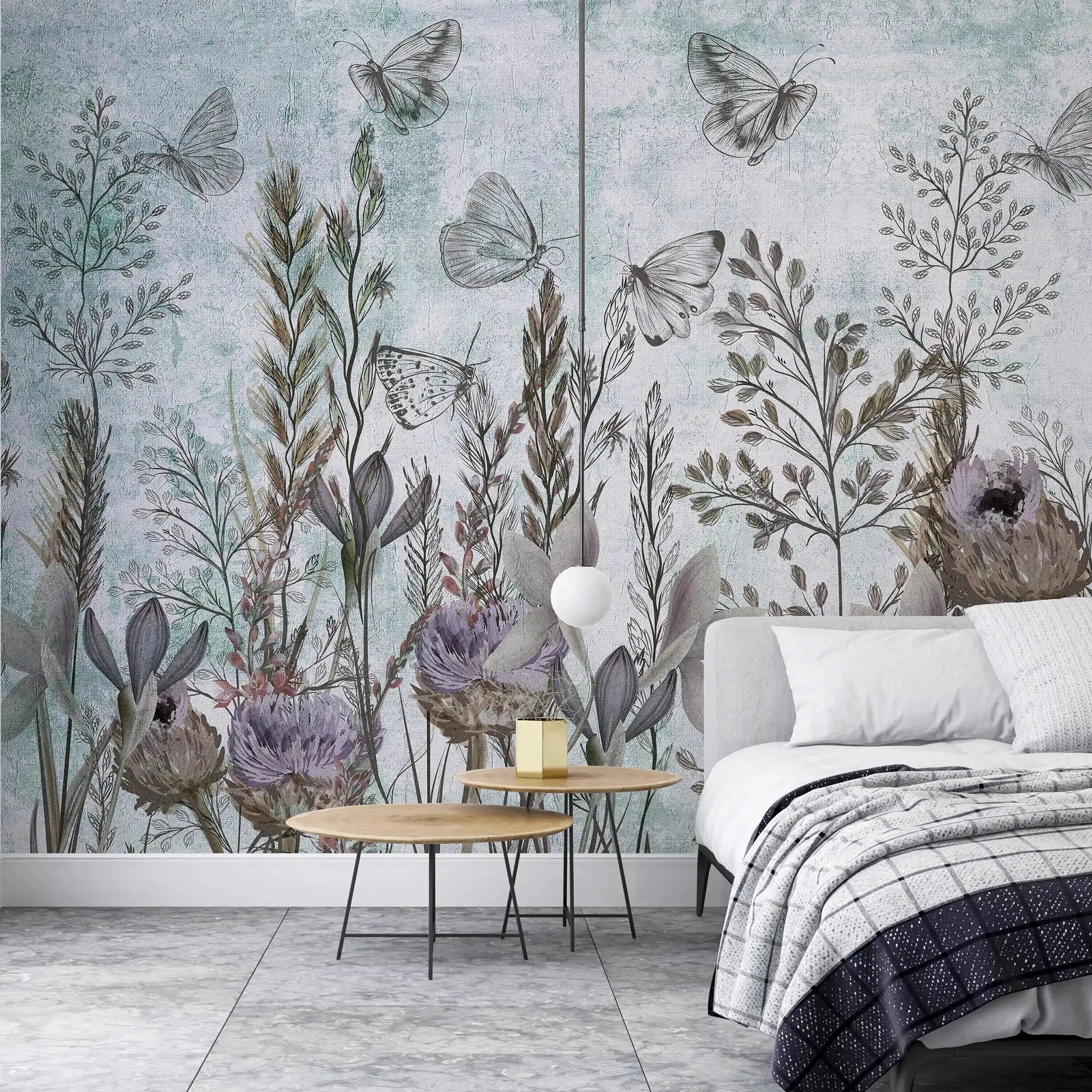 3044-C / Modern Tropical Wallpaper - Peel and Stick, Removable Botanical Design with Muted Whimsy Flowers, Ideal for Bedroom, Bathroom & Kitchen Wall Decor - Artevella