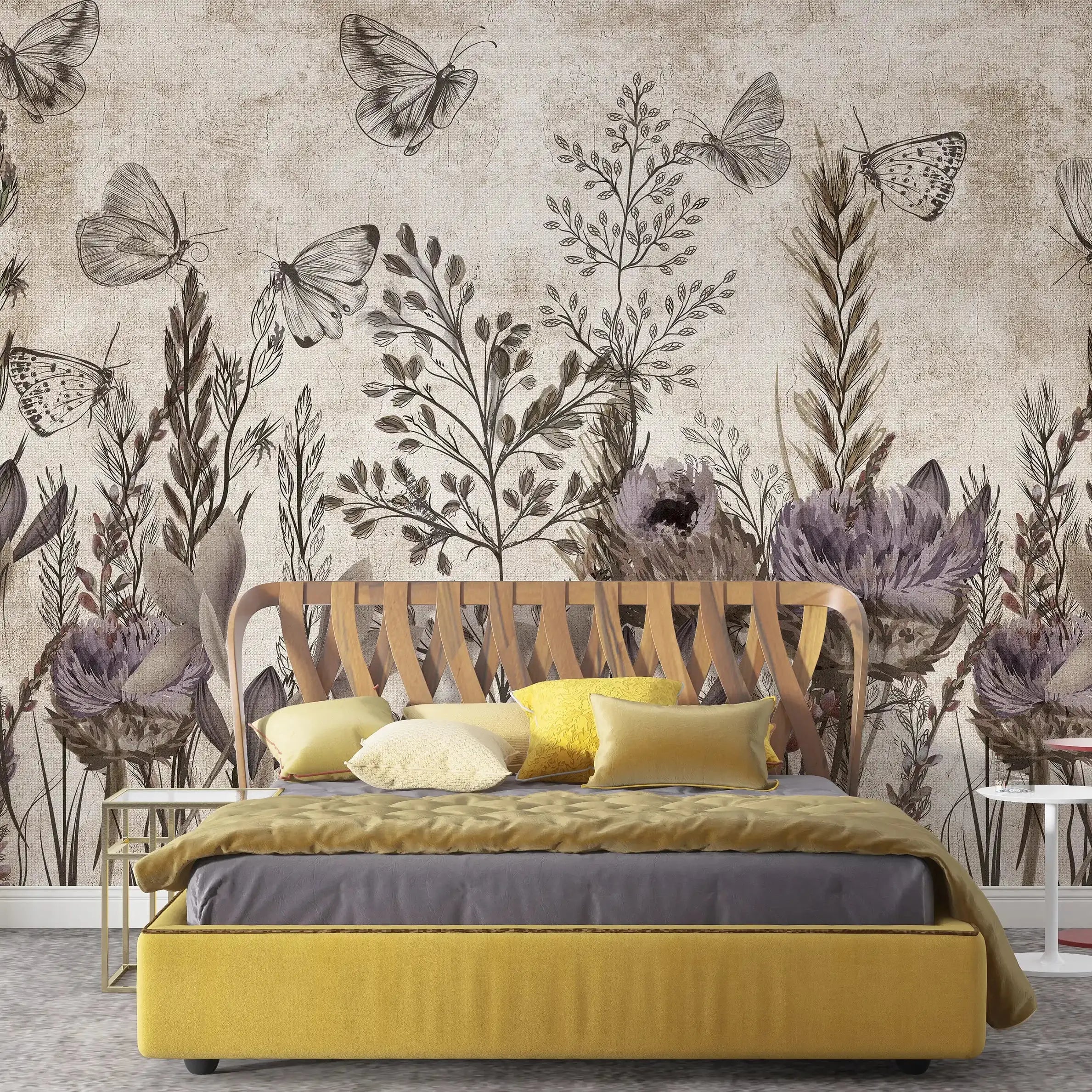 3044-D / Modern Tropical Wallpaper - Peel and Stick, Removable Botanical Design with Muted Whimsy Flowers, Ideal for Bedroom, Bathroom & Kitchen Wall Decor - Artevella