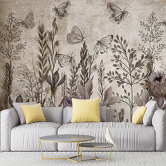 3044-D / Modern Tropical Wallpaper - Peel and Stick, Removable Botanical Design with Muted Whimsy Flowers, Ideal for Bedroom, Bathroom & Kitchen Wall Decor - Artevella
