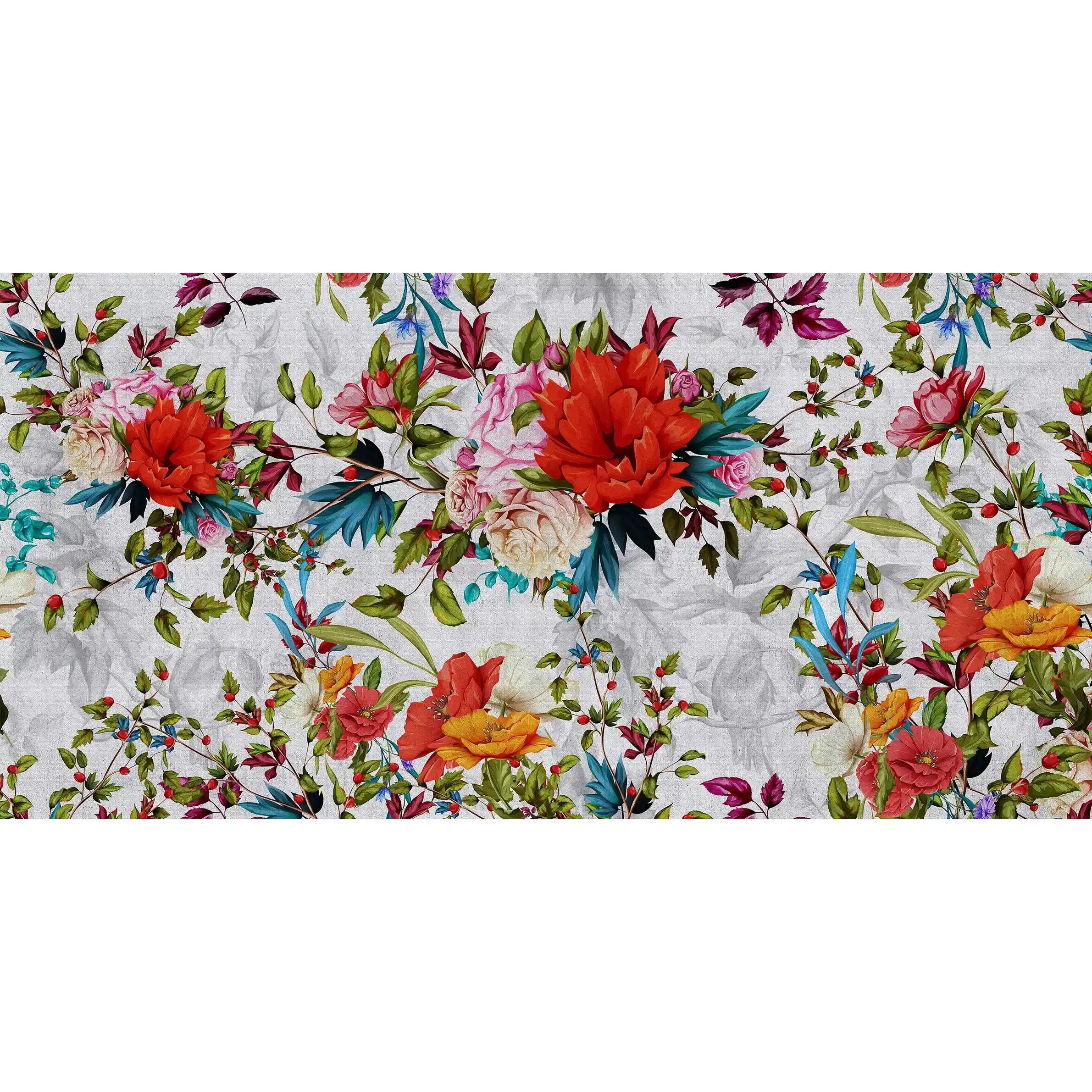 3045-A / Peel and Stick Wallpaper Floral - Large Red Flowers Design, Adhesive Decorative Paper for Bedroom, Kitchen, and Bathroom - Artevella