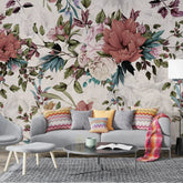 3045-B / Peel and Stick Wallpaper Floral - Large Red Flowers Design, Adhesive Decorative Paper for Bedroom, Kitchen, and Bathroom - Artevella