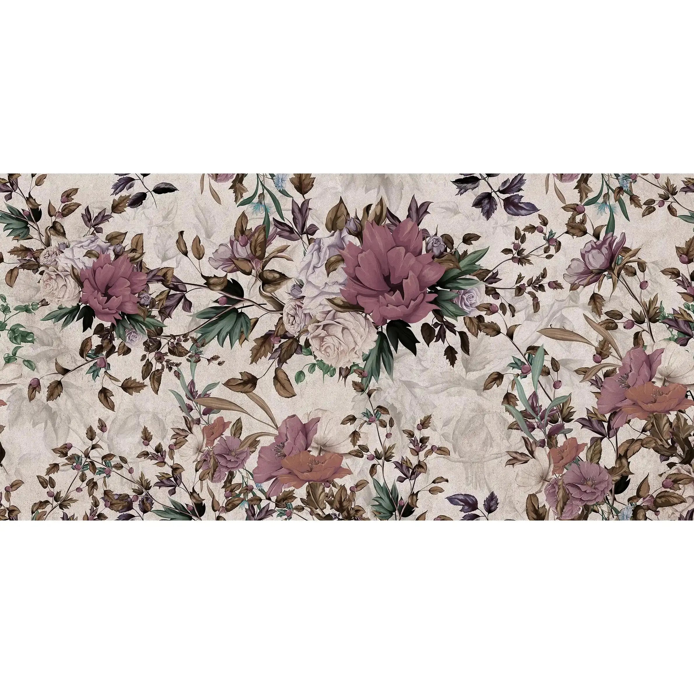 3045-C / Peel and Stick Wallpaper Floral - Large Purple Flowers Design, Adhesive Decorative Paper for Bedroom, Kitchen, and Bathroom - Artevella