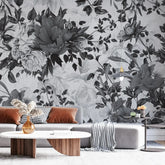 3045-E / Peel and Stick Wallpaper Floral - Large Grey Flowers Design, Adhesive Decorative Paper for Bedroom, Kitchen, and Bathroom - Artevella