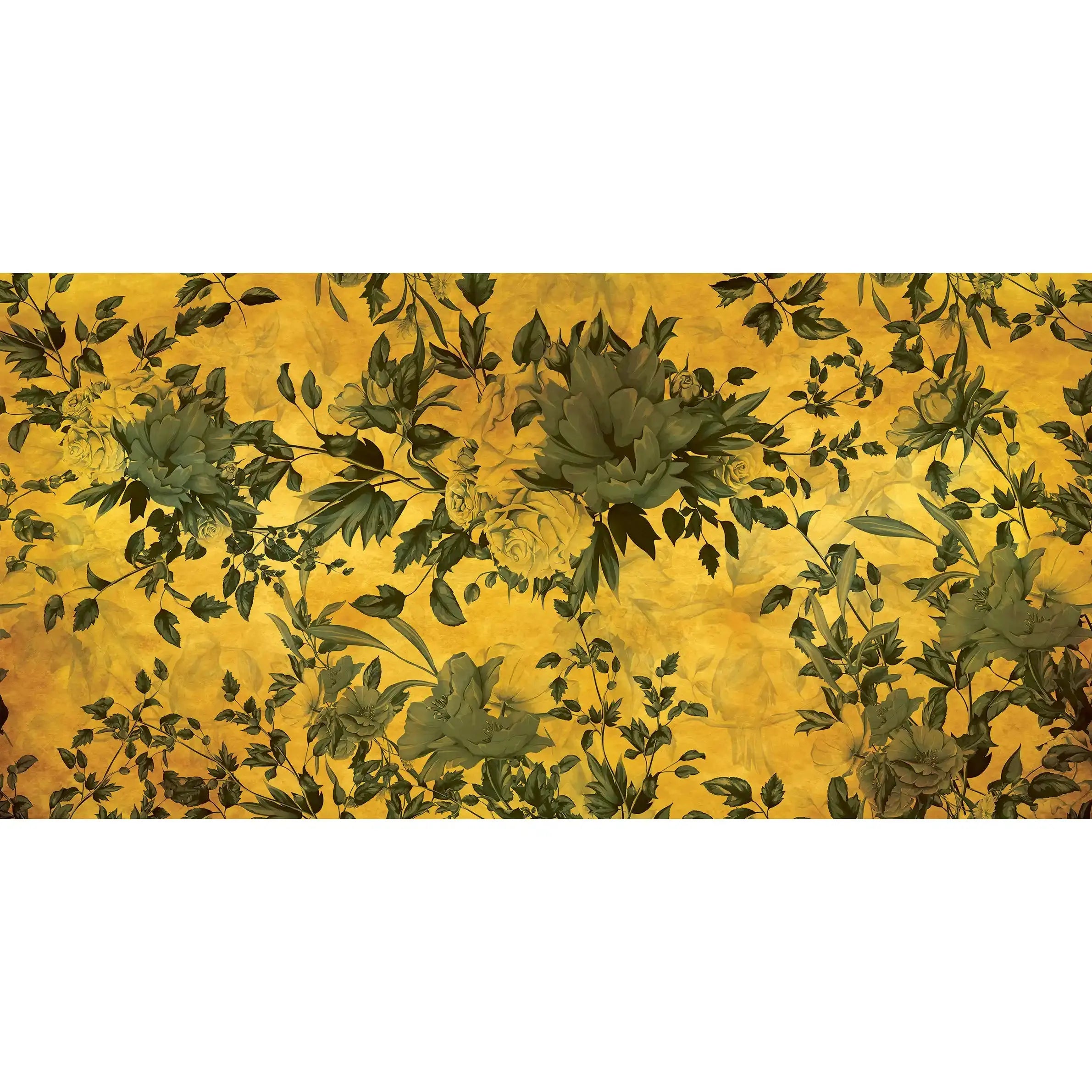 3045-F / Peel and Stick Wallpaper Floral - Large Dark Green Flowers Design, Adhesive Decorative Paper for Bedroom, Kitchen, and Bathroom - Artevella