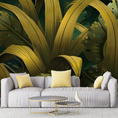3049-B / Yellow Jungle Peel and Stick Mural - Temporary Wallpaper, Tropical Rainforest, Easy Install Wallpaper for Wall Decor, DIY Decor, and Room Decor - Artevella
