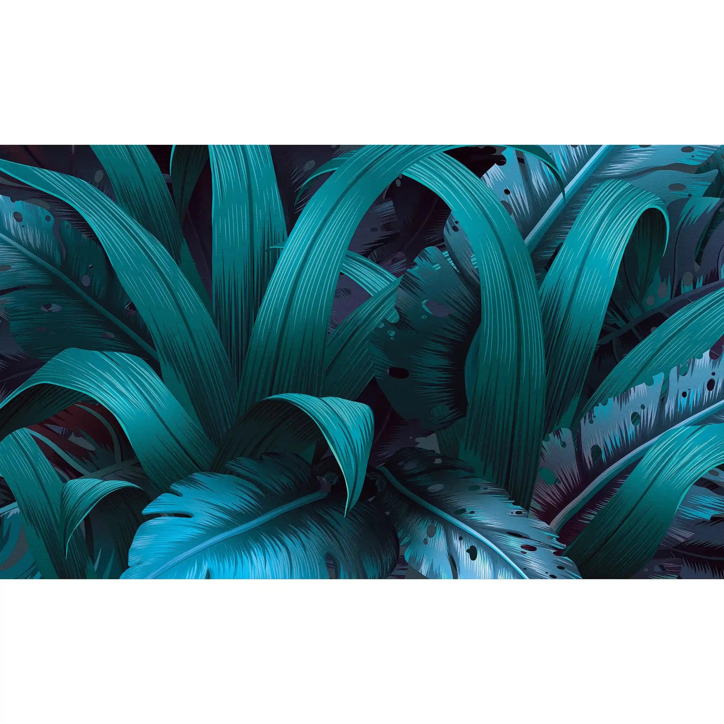 3049-C / Turquoise Jungle Peel and Stick Mural - Temporary Wallpaper, Tropical Rainforest, Easy Install Wallpaper for Wall Decor, DIY Decor, and Room Decor - Artevella