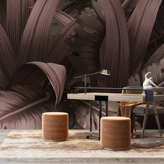 3049-F / Maroon Jungle Peel and Stick Mural - Temporary Wallpaper, Tropical Rainforest, Easy Install Wallpaper for Wall Decor, DIY Decor, and Room Decor - Artevella