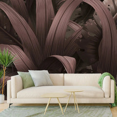 3049-F / Maroon Jungle Peel and Stick Mural - Temporary Wallpaper, Tropical Rainforest, Easy Install Wallpaper for Wall Decor, DIY Decor, and Room Decor - Artevella