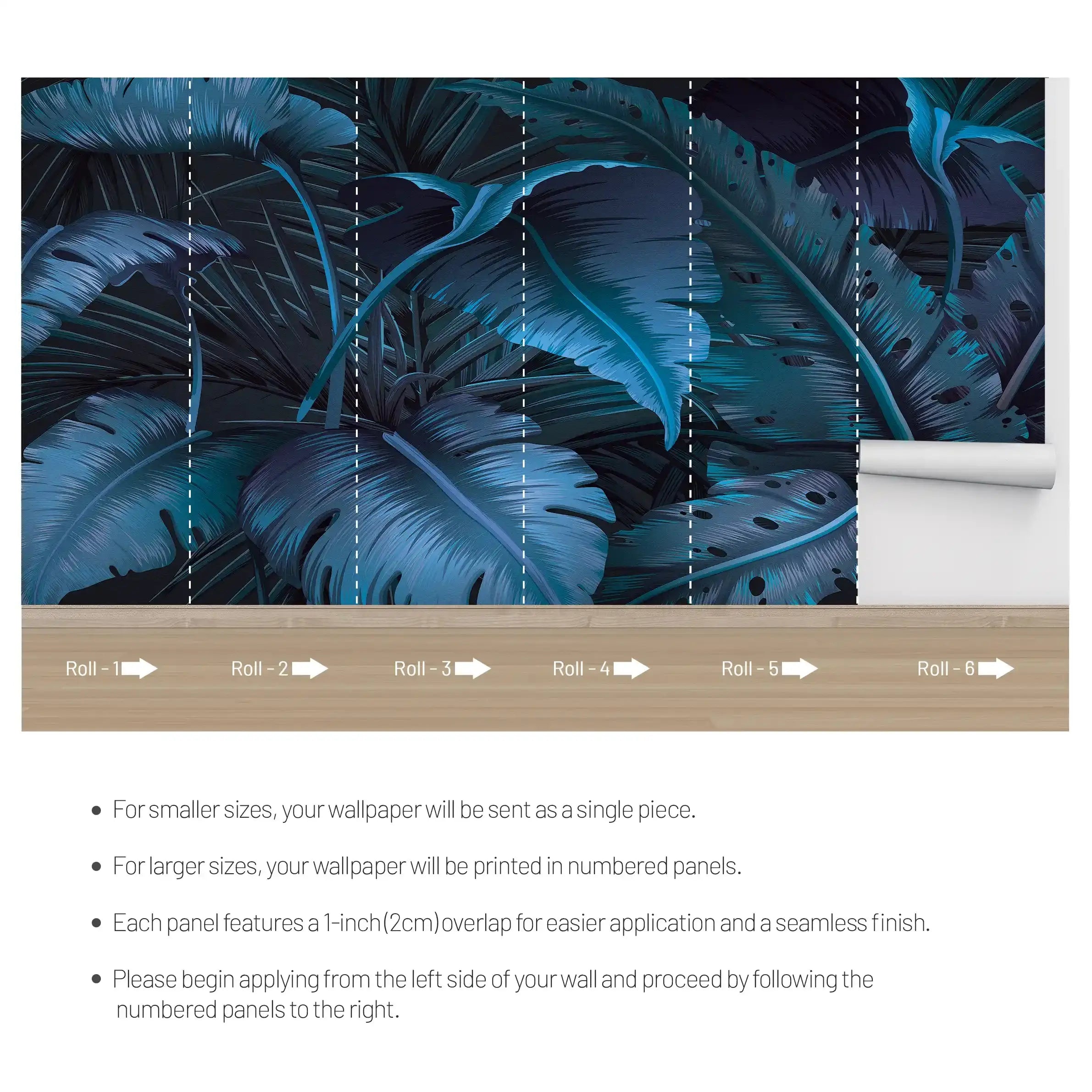 3050-D / Botanical Adhesive Wallpaper: Jungle Leaf Design, Easy Peel and Stick for Walls & Murals - Artevella