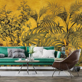 3052-C / Botanical Peel and Stick Wallpaper - Tropical, Yellow and Green Watercolor Plant Design, Easy Install, Removable Wallpaper for Bathroom & Bedroom Decor - Artevella