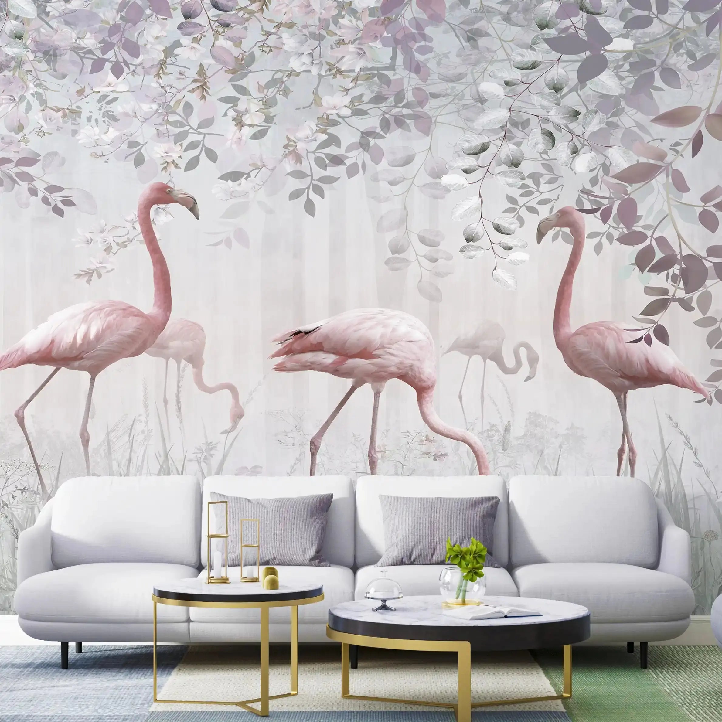 3054-B / Peel and Stick Wallpaper with Pink FlamingoBoho WallPaper for Wall Decor, Easy Install, Removable for Nursery, Bathroom, Bedroom - Artevella