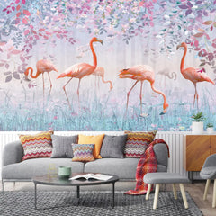 3054-C / Peel and Stick Wallpaper with Pink FlamingoBoho WallPaper for Wall Decor, Easy Install, Removable for Nursery, Bathroom, Bedroom - Artevella