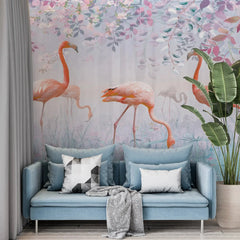 3054-C / Peel and Stick Wallpaper with Pink FlamingoBoho WallPaper for Wall Decor, Easy Install, Removable for Nursery, Bathroom, Bedroom - Artevella