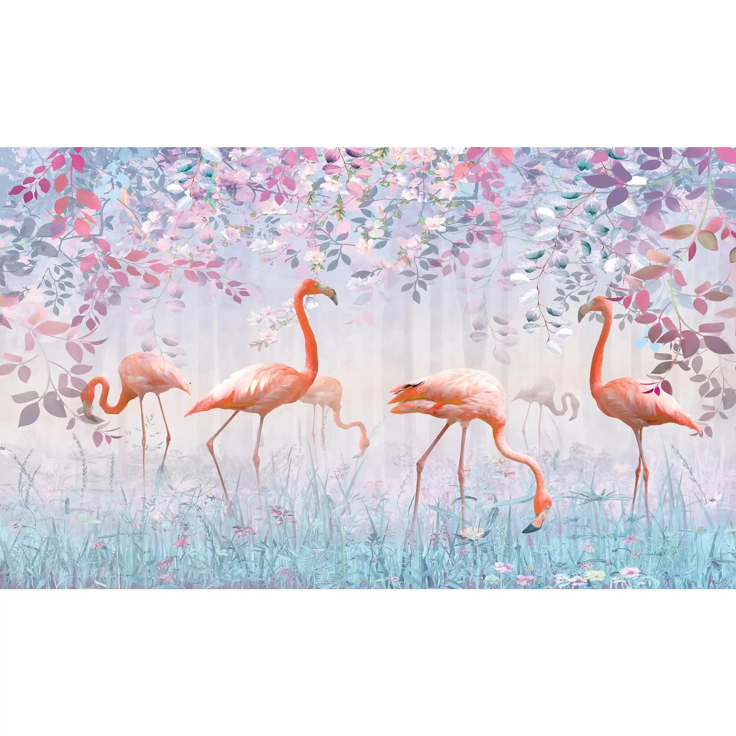 3054-C / Peel and Stick Wallpaper with Pink FlamingoBoho WallPaper for Wall Decor, Easy Install, Removable for Nursery, Bathroom, Bedroom - Artevella