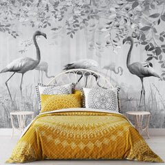 3054-E / Peel and Stick Wallpaper with Grey FlamingoBoho WallPaper for Wall Decor, Easy Install, Removable for Nursery, Bathroom, Bedroom - Artevella