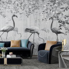 3054-E / Peel and Stick Wallpaper with Grey FlamingoBoho WallPaper for Wall Decor, Easy Install, Removable for Nursery, Bathroom, Bedroom - Artevella