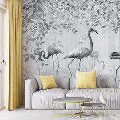 3054-E / Peel and Stick Wallpaper with Grey FlamingoBoho WallPaper for Wall Decor, Easy Install, Removable for Nursery, Bathroom, Bedroom - Artevella